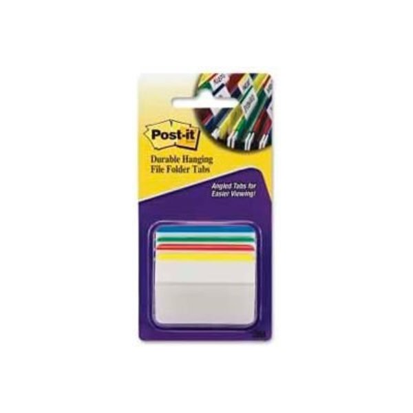 3M Post-it® Durable Hanging File Folder Tabs, 2" Angled Lined, Primary Colors, 24 Tabs/Pack 686A1